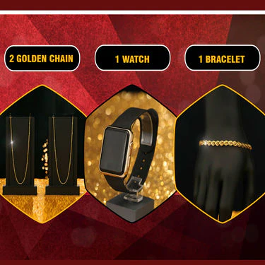 2 Golden Chain + Bracelet + Free Watch (2GCBW1) - Image 3