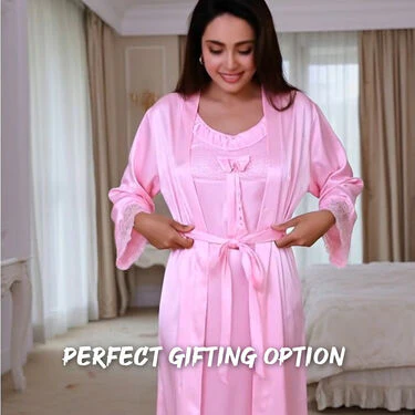 2Pc Daily Wear Premium Nighty & Robe Set - Pick Any 1 (2NS) - Image 4