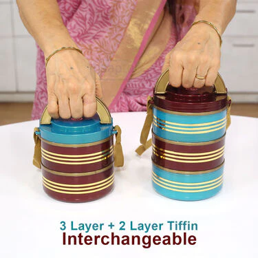 3 Layer + Free 2 Layer Steel Insulated Lunch Box (3&2RT) - Image 3
