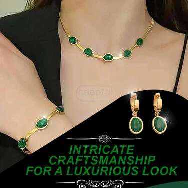 3 Pcs Emerald Green Coloured Jewellary Set (EGJS1) - Image 5