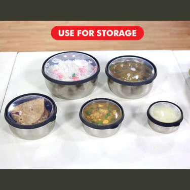 5 Stainless Steel Bowl + 5 Push & Lock Lid (10PL2) - Image 6