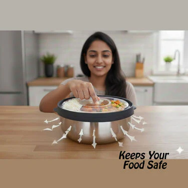 5 Stainless Steel Bowl + 5 Push & Lock Lid with Free Serving Spoon (10PL6) - Image 2