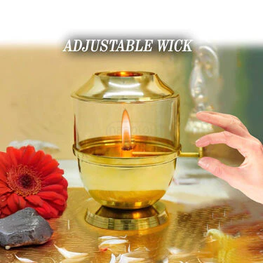 Brass Akhand Diya With Adjustable Bati (1BAD3) - Image 3