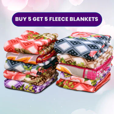 Buy 5 Get 5 Fleece Blankets - Floral Print (B5G528) - Image 8