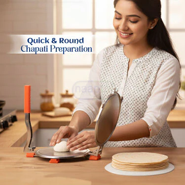 Chapati & Puri Maker + 2 in 1 Oil Strainer + Silicone Spatula & Brush (CP12) - Image 2