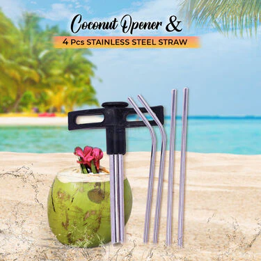 Coconut Opener + Stainless Steel Straw (COS1) - Image 2