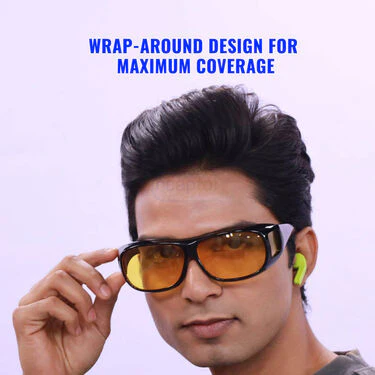 Day & Night HD Vision Wrap Around glasses + FREE Premium Bluetooth Wireless Earpod With Charging Case & LED Display (NVWP1) - Image 5