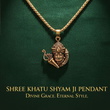Golden Shri Khatu Shyam Ji Pendant With Chain (SKSPN12) - Image 4