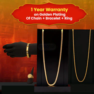 Golden Watch + 2 Golden Chain + Om Pendant + OM Ring + OM  Bracelet (MGW2CBRP1) - Image 6