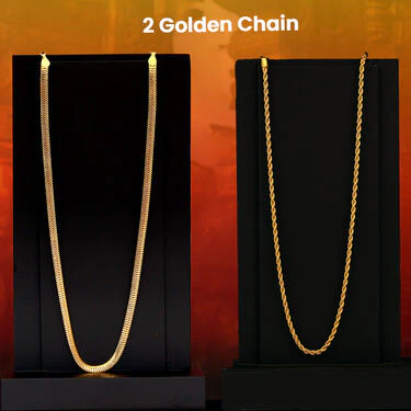 Golden Watch + 2 Golden Chain + Om Pendant + OM Ring + OM  Bracelet (MGW2CBRP1) - Image 7