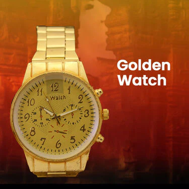 Golden Watch + 2 Golden Chain + Om Pendant + OM Ring + OM  Bracelet (MGW2CBRP1) - Image 8