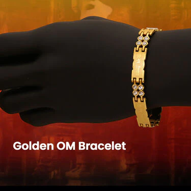 Golden Watch + 2 Golden Chain + Om Pendant + OM Ring + OM  Bracelet (MGW2CBRP1) - Image 9