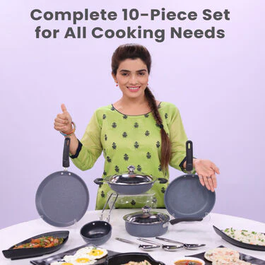 Mega 10 Pcs Ceramic Coating Nonstick Cookware Set (10CCNC1F) - Image 9