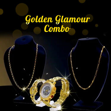 Mens Golden Watch + Ladies Watch + 2 Chain (MLGW2C) - Image 3