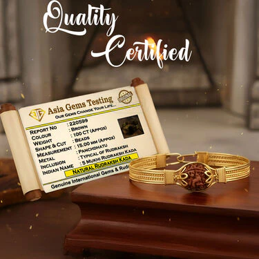 Panchdhatu 5 Mukhi Rudraksha Kada With Certificate (PPRK) - Image 2