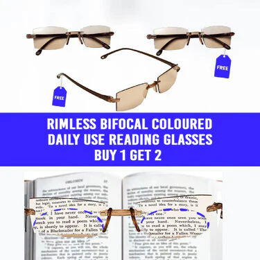 Rimless Bifocal Colored Daily Use Reading Glasses Buy 1 Get 2 (3BRG28) - Image 2