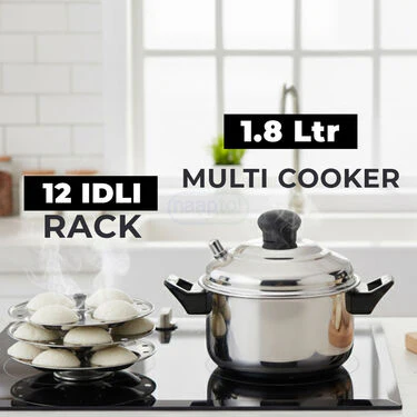 Stainless Steel Multi Cooker + 12 Cavity Idli Rack (1MMC1) - Image 3